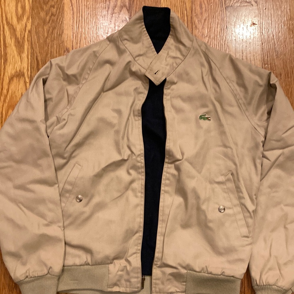 Vintage Lacoste reversible!!!!!tan and dark blue, small size for men